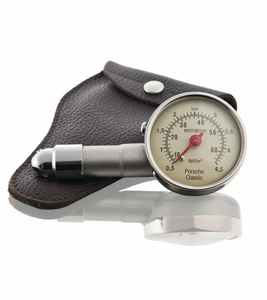 Porsche Classic Tire Pressure Gauge with Leather Case | Porsche Design Featured
